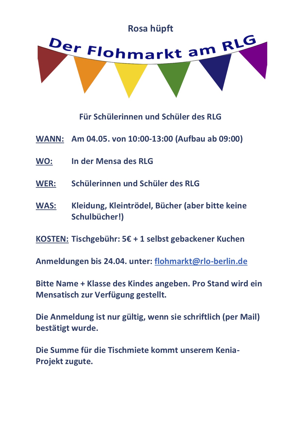 Rosa hupft Flyer